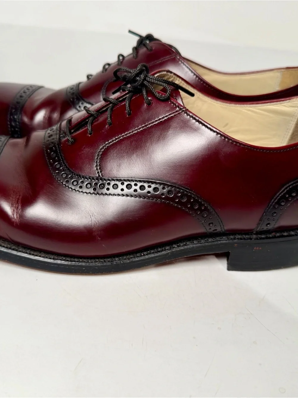 USA Bostonian Classics Burgundy Leather Cap Toe Oxford Dress Shoes, Size 10 D